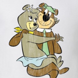 Yogi Bear and Cindy Retro Cartoon Character Worn Look Gift T Shirt