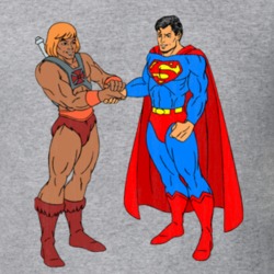 He Man Superman Retro Cartoon Character Worn Look Gift T Shirt