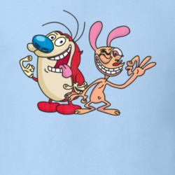 Ren and Stimpy Retro Cartoon Character Worn Look Gift T Shirt
