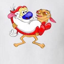 Ren and Stimpy Retro Cartoon Character Worn Look Gift T Shirt