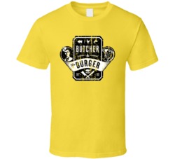 Butcher and The Burger Retro Restaurant Cool Worn Look T Shirt
