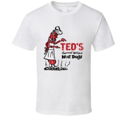 Ted's Charcoal Hot Dogs Retro Restaurant Cool Worn Look T Shirt