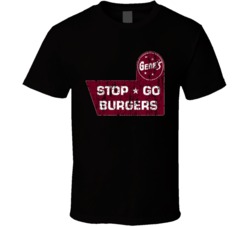 Gene's Stop Go Burgers Retro Restaurant Cool Worn Look T Shirt