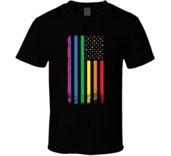 Cool Rainbow American Flag Gay Pride Support T Shirt
