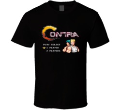 Cool Classic Nintendo Game Contra Intro Screen Video Game T Shirt
