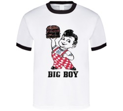 Cool Retro Big Boy Burgers Black Ringer Distressed  T Shirt
