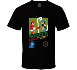 Cool Retro Nintendo Video Game Soccer Box Cover Art Video Game T Shirt