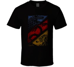 Cool Game of Thrones Three Houses Stark Targaryen Lannister T Shirt