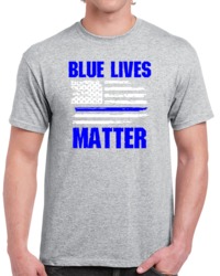 Cool Blue Lives Matter Sports Grey  T Shirt
