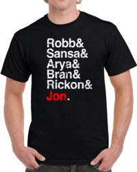 Cool Game of Thrones House Stark Children Names TV Show Distressed Bla