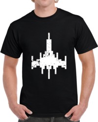 Retro Video Game Galaga Fighter Distressed  T Shirt