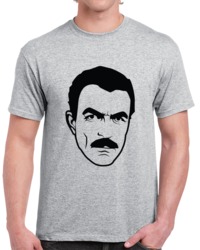 Magnum PI Tom Selleck Silhouette Big Face TV Show  T Shirt