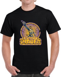 80's Kids TV Sci-Fi Classic Captain Power Distressed  T Shirt