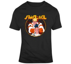 Retro Cartoon Space Ace Aiming Distressed  T Shirt