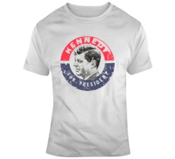 Retro Presidential Campaign Kennedy for President Button Distressed T 
