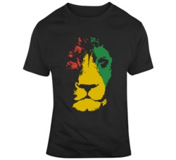 Jamaica Lion Silhouette Reggae Jamaican Flag Rastafarian Rasta  T Shir