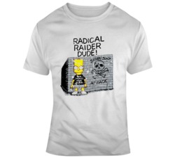 Retro Replica Radical Raider Dude Bart Simpson Distressed  T Shirt