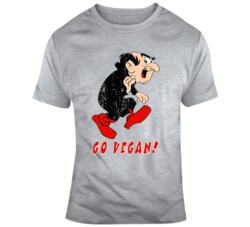 Retro 80's Cartoon Smurfs Gargamel Go Vegan Distressed T Shirt