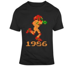 Retro Video Game Metroid 1986 8 Bit Samus Video Game Fan T Shirt