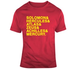 Shazam 6 Names Comic Movie Fan Yellow Text T Shirt
