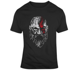 Old Man Kratos Big Head God of War Video Game Fan  T Shirt