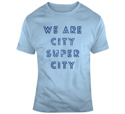 Manchester City Super City Premier League Soccer Fan Distressed T Shir