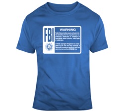 Cool FBI Blue Screen Piracy Warning VHS Retro Fan  T Shirt
