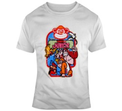 Retro Donkey Kong Jr Distressed Video Game Side Art Fan  T Shirt