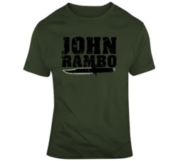 Retro 80's Movie Rambo John Rambo Knife Movie Fan T Shirt
