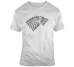 Jon Snow Dire Wolf Ghost Stark Game of Thrones  T Shirt