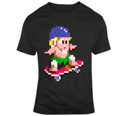 Retro Classic Video Game  Wonder Boy  Skateboard Fan T Shirt