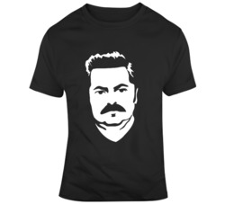 Ron Swanson Big Head Silhouette Funny Parks and rec Fan T Shirt