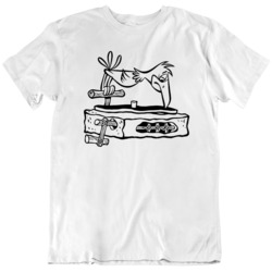 Retro Cartoon Flintstones Record Player Fun  T Shirt