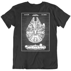 Millennium Falcon Patent Star Wars Fan  T Shirt