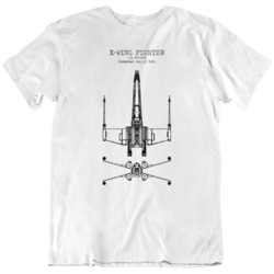X Wing Fighter Patent Star Wars Fan White T Shirt