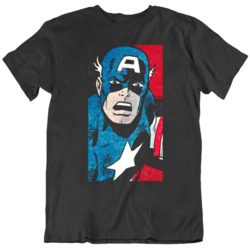 Cool Retro Comic Captain America Fan Black T Shirt