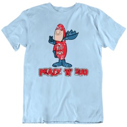 Retro Budman Peace And Bud Ad  Distressed T Shirt