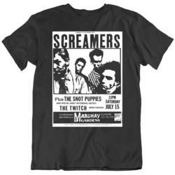 Screamer Retro  Punk Flyer Music Fan Black T Shirt