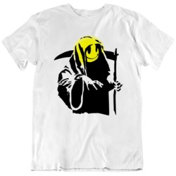 Grim Reaper Smiley Banksy Grafitti   T Shirt