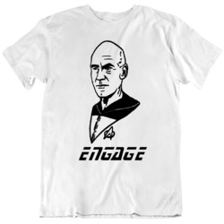 Picard Engage Silhouette  Star Trek Tng Fan T Shirt