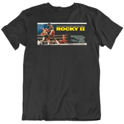 Retro Movie Rocky 2  Poster Movie Fan Black T Shirt