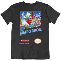 Classic Video Game Super Mario Bros Euro Edition Cover Art  T Shirt