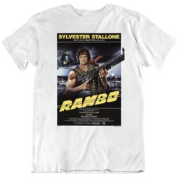 Retro 80's  Movie Rambo First Blood Italian Poster Fan T Shirt
