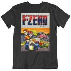 Retro 80's  Video Game F Zero Super Famicom Box Art Fan T Shirt