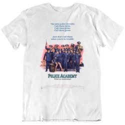 Retro 80's Movie Police Academy Movie Poster Cool Fan   T Shirt