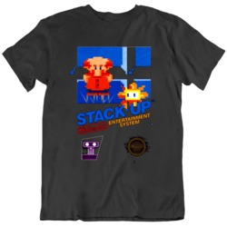 Retro 80's Video Game Nintendo Stack up Cover Art Cool Fan T Shir