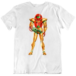 Retro 80's Video Game Metroid Samus Aran Promo Art  Cool Fan T Sh