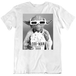 Funny Yoda Eating Popcorn Obi Wan Star Wars Fan  T Shirt