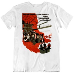Vintage Russian Propaganda Poster USSR Red Communist War Retro T Shirt