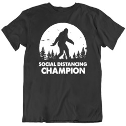 Social Distancing Champion Bigfoot Black T Shirt